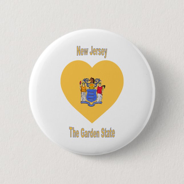 New Jersey Flag Heart Pinback Button (Front)