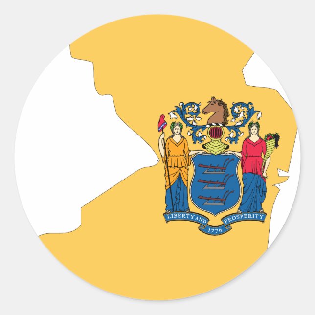 New Jersey Flag Map Classic Round Sticker (Front)