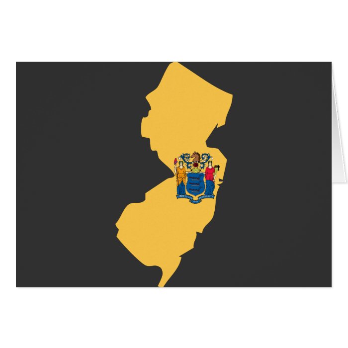 New Jersey Flag Map Greeting Cards