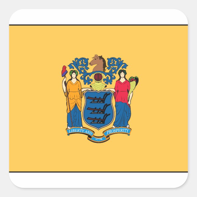 New Jersey Flag Square Sticker (Front)