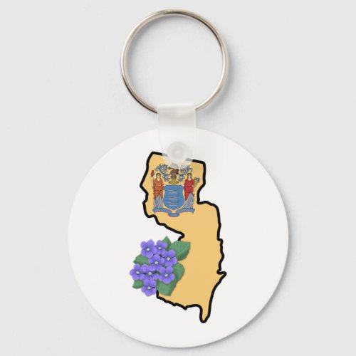 New Jersey Flag State Flower Common Blue Violet  Keychain