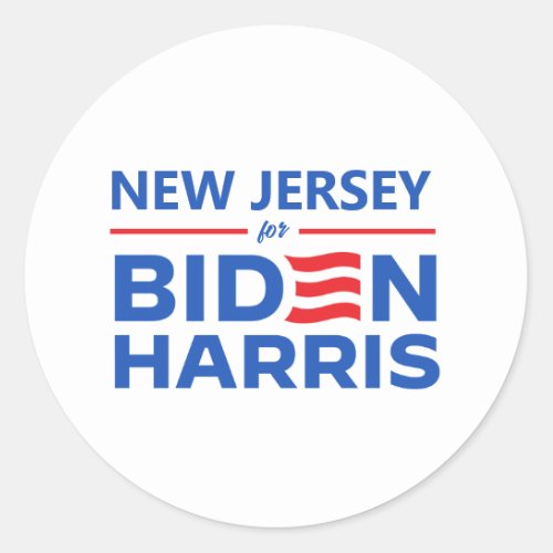 New Jersey for Biden Harris Classic Round Sticker