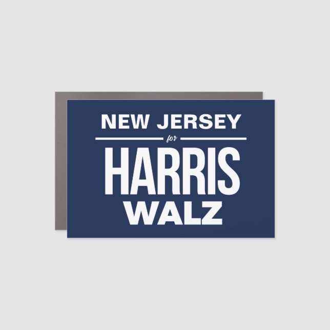 New Jersey for Harris Walz Car Magnet (Front)