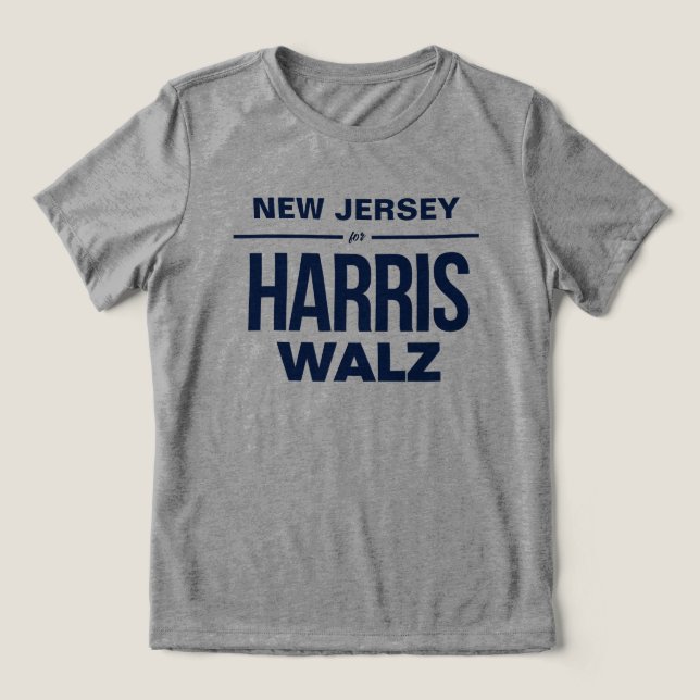 New Jersey for Harris Walz Tri-Blend Shirt (Design Front)