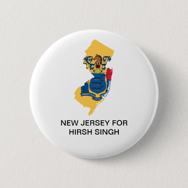 NEW JERSEY FOR Hirsh Singh GOVERMOR Button (Front)