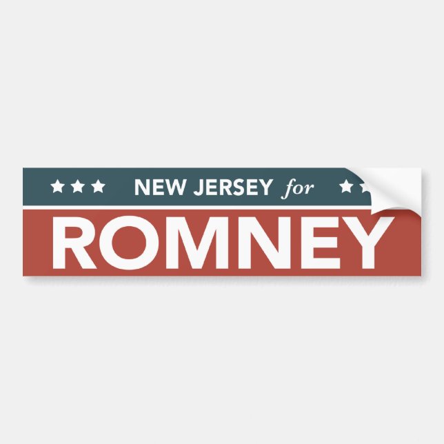 New Jersey For Mitt Romney Ryan Bumper Sticker (Front)