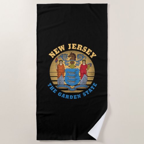 NEW JERSEY GARDEN STATE FLAG BEACH TOWEL