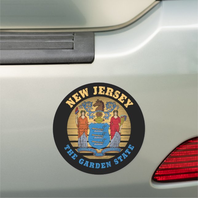 NEW JERSEY GARDEN STATE FLAG CAR MAGNET (In Situ)