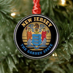 NEW JERSEY GARDEN STATE FLAG METAL ORNAMENT