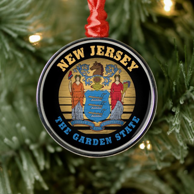 NEW JERSEY GARDEN STATE FLAG METAL ORNAMENT (Tree)