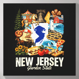 New Jersey Garden State Icons State Pride Design Canvas Photo Tile