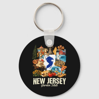 New Jersey Garden State Icons State Pride Design Keychain