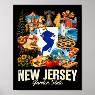 New Jersey Garden State Icons State Pride Design Poster
