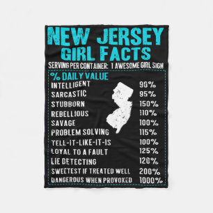 New Jersey Girl Facts Funny Birthday Gift Born In Fleece Blanket