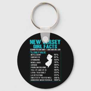 New Jersey Girl Facts Funny Birthday Gift Born In Keychain