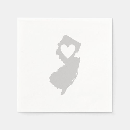 New Jersey Gray Map Shape Heart Cutout Paper Party Paper Napkins