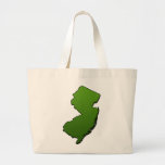 New Jersey Green Outline Large Tote Bag
