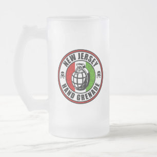 New Jersey Hand Grenade Frosted Glass Beer Mug