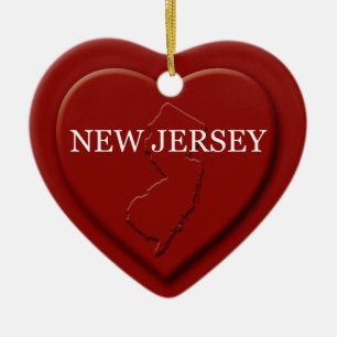 New Jersey Heart Map Christmas Ornament