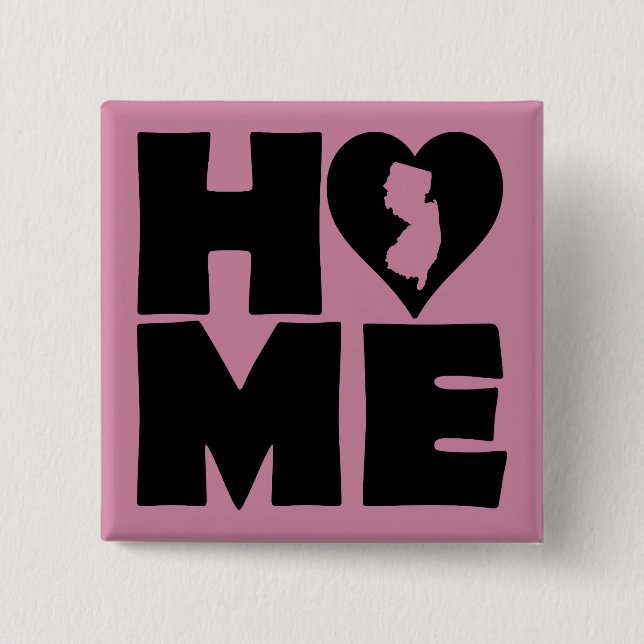 New Jersey Home Heart State Button Badge Pin (Front)