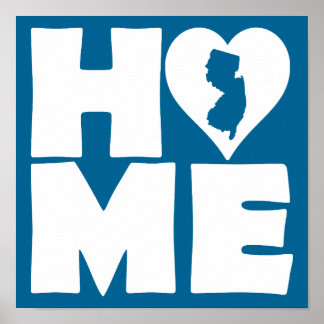 New Jersey Home Heart State Poster Sign