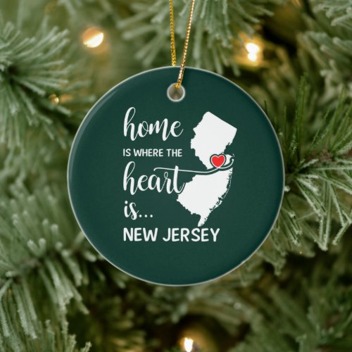 New Jersey home is where the heart is Ceramic Ornament