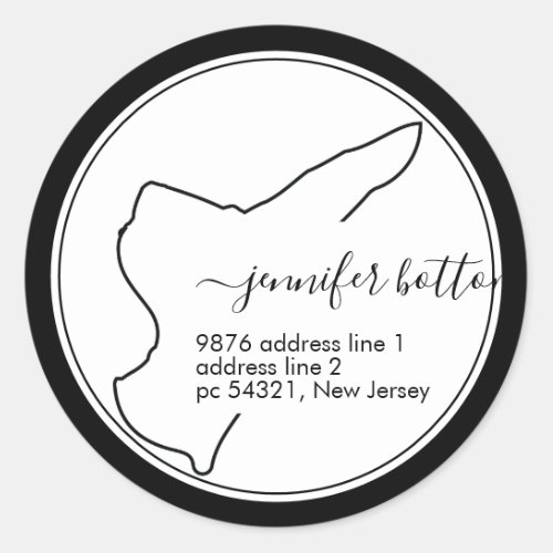 New Jersey home map return address Signature Classic Round Sticker