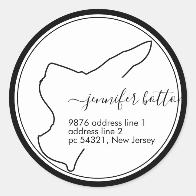New Jersey home map return address Signature Classic Round Sticker
