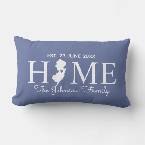 New Jersey home state map personalized family Lumbar Pillow