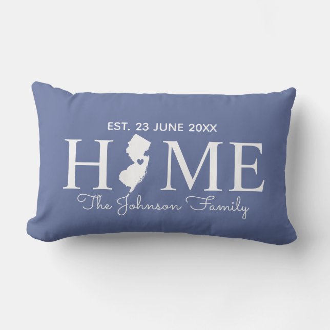 New Jersey home state map personalized family Lumbar Pillow (Front)
