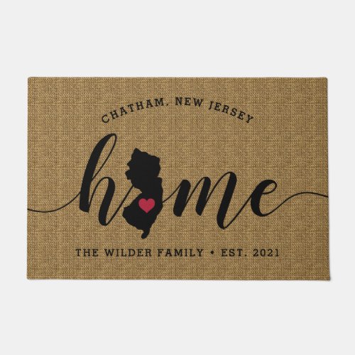 New Jersey Home State Personalized Doormat