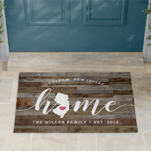 New Jersey Home State Personalized Wood Look Doormat