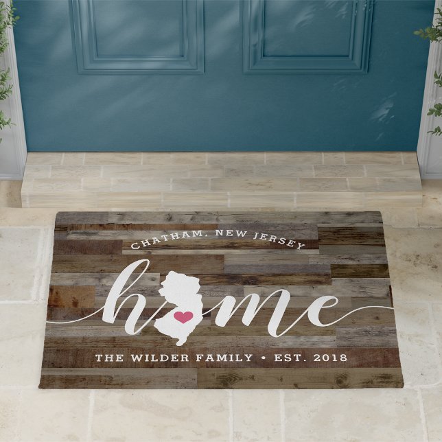 New Jersey Home State Personalized Wood Look Doormat (Creator Uploaded)