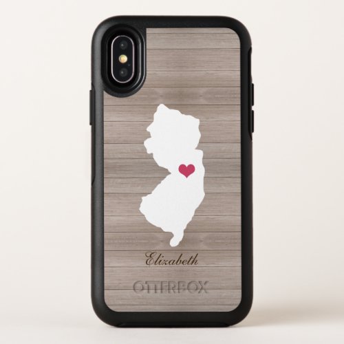 New Jersey Home State Rustic Faux Wood OtterBox Symmetry iPhone X Case