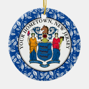New Jersey Hometown Personalize Ceramic Ornament