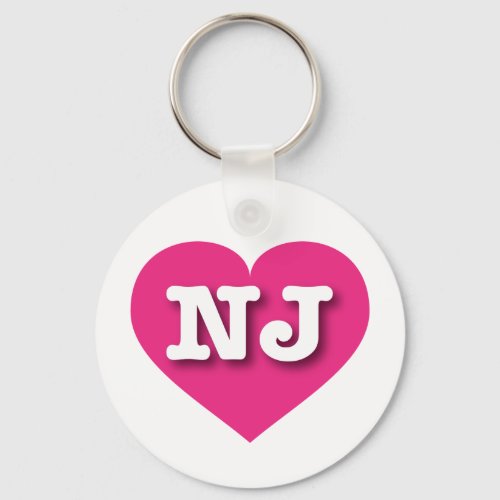 New Jersey Hot Pink Heart _ I love NJ Keychain