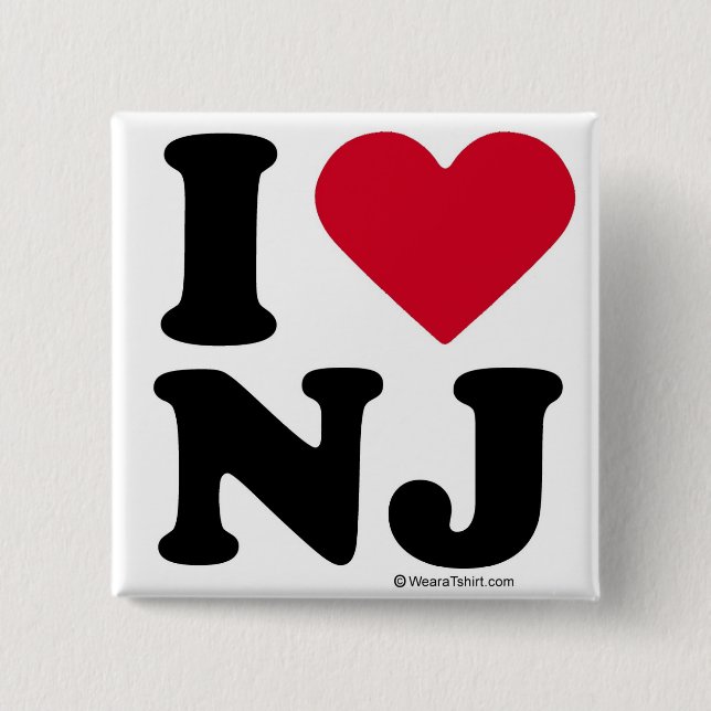 NEW JERSEY - "I LOVE NJ" "I LOVE NEW JERSEY"  PINBACK BUTTON (Front)