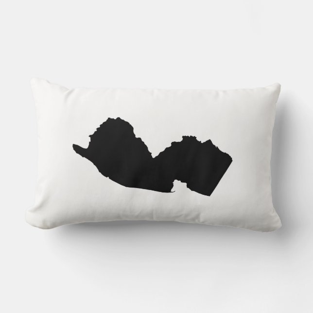 New Jersey in Black and White Lumbar Pillow (Front)