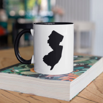 New Jersey In Black And White Mug by silhouette_emporium at Zazzle