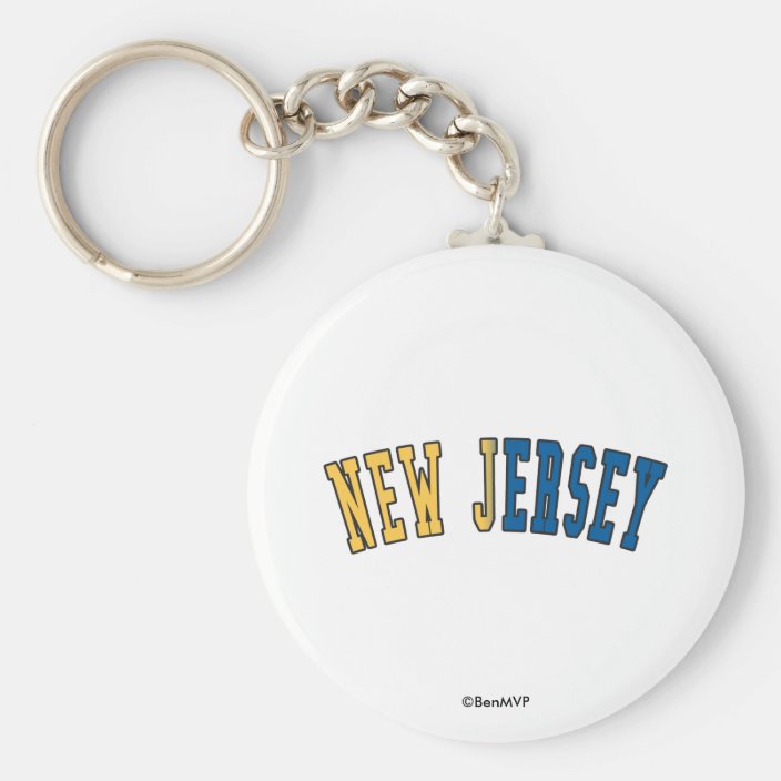 New Jersey in State Flag Colors Key Chain