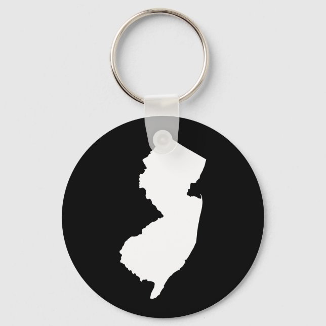 New Jersey in White and Black Keychain (Front)