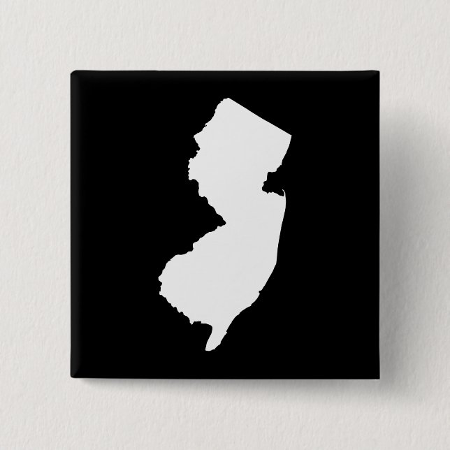 New Jersey in White and Black Pinback Button (Front)
