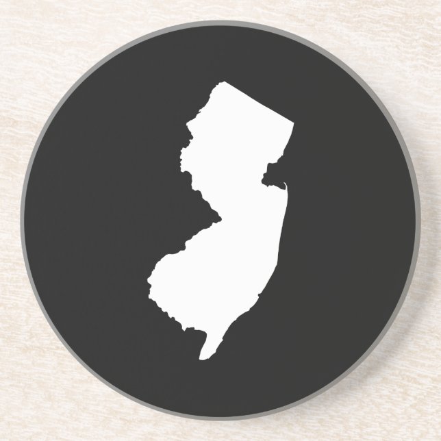 New Jersey in White and Black Sandstone Coaster (Front)