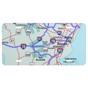 NEW JERSEY Interstate Map License Plate