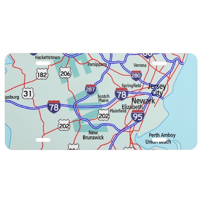NEW JERSEY Interstate Map License Plate (Front)