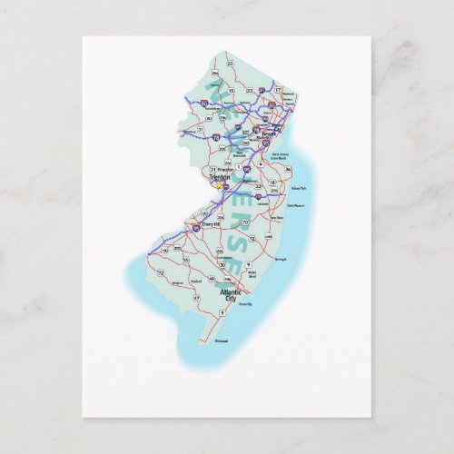 New Jersey Interstate Map Postcard
