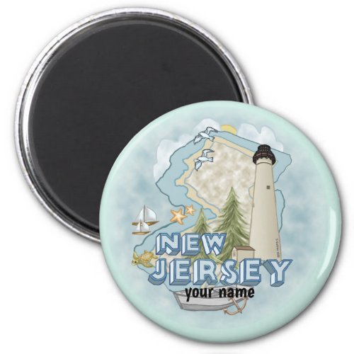 New Jersey Lighthouse custom name magnet