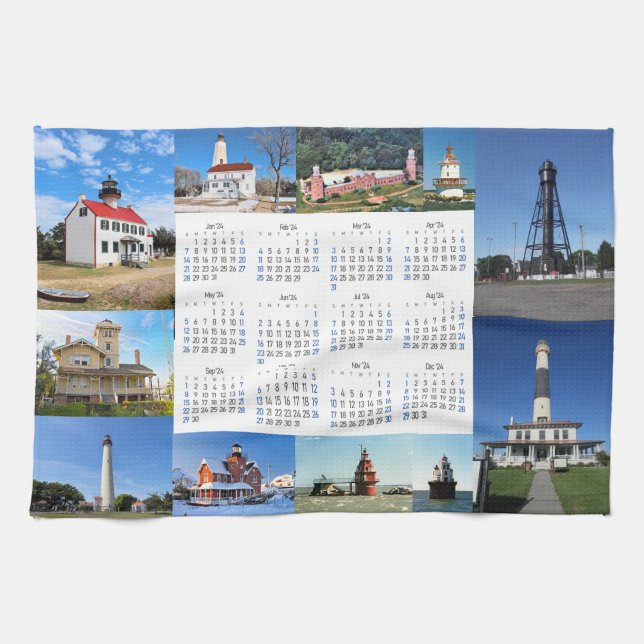 New Jersey Lighthouses Tea Towel (Horizontal)