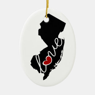 New Jersey Love! Gifts for NJ Lovers Ceramic Ornament
