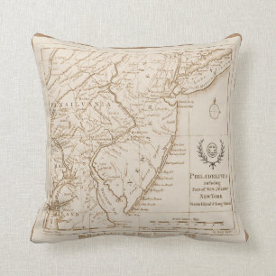 New Jersey Map 1778, Replica Throw Pillow
